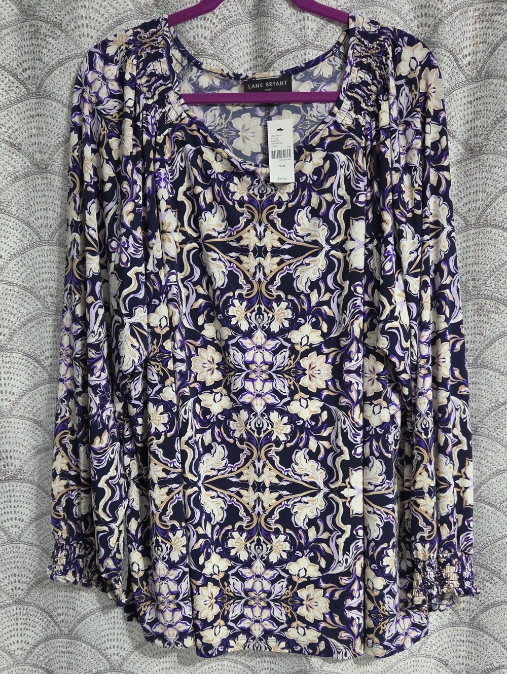 Lane Bryant Purple Floral Long-Sleeve Women's Top Size 26/28